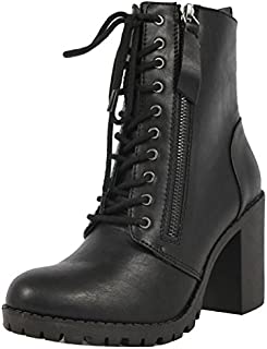 Soda Women's Malia Combat Boot (Black, Numeric_6)