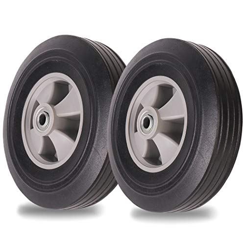 (2-Pack) AR-PRO 10''x2'' Flat Free Solid Rubber Replacement Tires (4.10/3.50-4