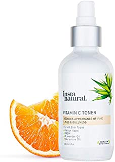 InstaNatural Vitamin C Facial Toner - Anti Aging Face Spray with Witch Hazel - Pore Minimizer & Calming Skin Treatment for Sensitive, Dry & Combination Types - Prep for Serums & Moisturizers - 4 oz