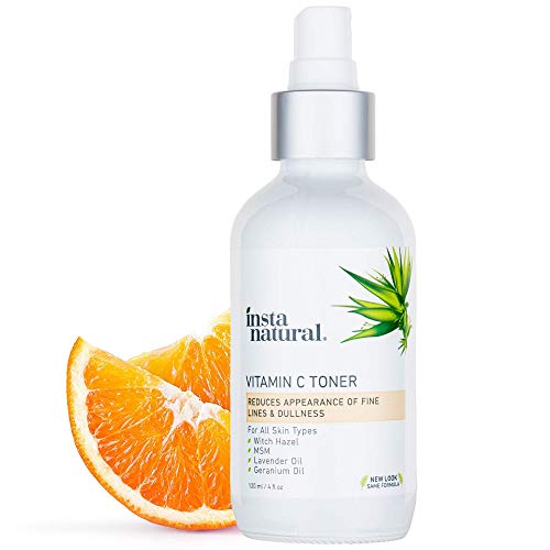 InstaNatural Vitamin C Facial Toner - Anti Aging Face Spray with Witch Hazel - Pore Minimizer & Calming Skin Treatment for Sensitive, Dry & Combination Types - Prep for Serums & Moisturizers - 4 oz