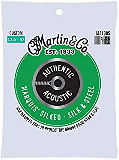 Martin Guitar MA130S Authentic Acoustic Custom-Gauge Marquis Silked Strings, Silk & Steel Acoustic Guitar Strings