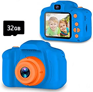 Seckton Upgrade Kids Selfie Camera, Christmas Birthday Gifts for Boys Age 3-9, HD Digital Video Cameras for Toddler, Portable Toy for 3 4 5 6 7 8 Year Old Boy with 32GB SD Card-Navy Blue