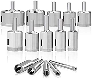 Diamond Hole Saw, 15 pcs Diamond Drill Bit Set Extractor Remover Tools for Glass, Ceramics, Porcelain, Cermic Tile (1/4