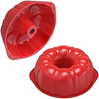 Silicone Bundt Pan - Set of 2-9 Inch SILIVO Silicone Bundt Cake Pan Nonstick, Pound Cake Pan, Cake Molds for Baking - 9 inch Bundt Pans