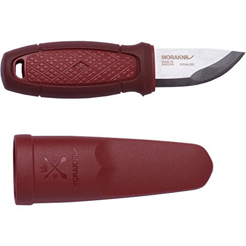 Morakniv Eldris Fixed-Blade Pocket-Sized Knife with Sandvik Stainless Steel Blade and Plastic Sheath, Red, 2.2 Inch