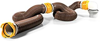 Camco 39634 Revolution 20' Sewer Hose Kit with 360 Degree Swivel Fittings and 4-in1 Elbow Adapter, Ready to Use Kit with Hose and Adapter (Frustration-Free Packaging)