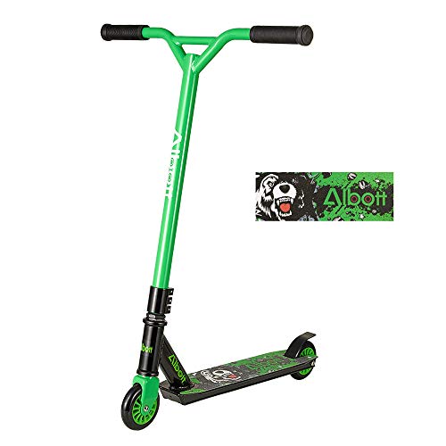 Albott Pro Scooters Stunt Scooter - Complete Trick Scooters Beginner Freestyle Sports Kick Scooter with Fixed Bar Scooter for Kids 8 Years and Up,Boys,Teens,Adults (Green)