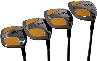 Senior Men's SV3 Yellow Square Fairway 3 5 7 9 Wood Set Golf Clubs, Right Handed Senior Flex with Men's Senior Size Black Pro Velvet Grips