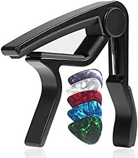 WINGO Quick-Change capo for Acoustic and Electric Guitars with 5 Picks for Free, Black.