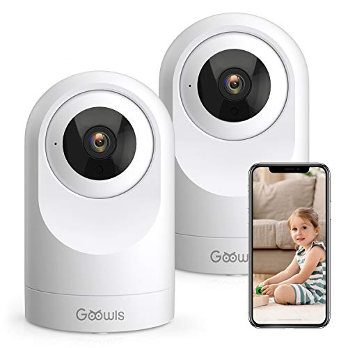 WiFi Camera Indoor, Goowls 1080P HD Security Camera Smart Baby Home Wireless IP Camera for Pet/Dog/Nanny Monitor Pan/Tilt Night Vision Motion Detection 2-Way Audio Compatible with Alexa 2 Pack