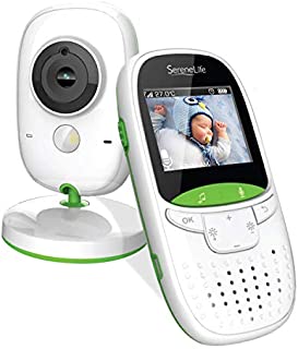 SereneLife USA Video Baby Monitor - Upgraded 850 Wireless Long Range Camera, Night Vision, Temperature Monitoring and Portable 2 Color Screen with Clip - SLBCAM10.5, Green