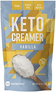 360 Nutrition Keto Creamer with MCT Oil | Vanilla | Dairy Free Coffee Creamer Milk Substitute | Weight Loss, Energy, Fat Loss