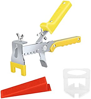 Premium Tile Leveling System with Push Pliers, 300PCS 1/16 Inch Leveler Spacers Clips & Reusable 100PCS Wedges, DIY Tile Tools Set for Floor & Wall Construction by Tanek