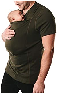 Rosie Kangaroo Care Dad T-Shirt Short Sleeve Baby Wrap Carrier Skin-to-Skin Pocket Daddy Tank Top,ArmyGreen,M