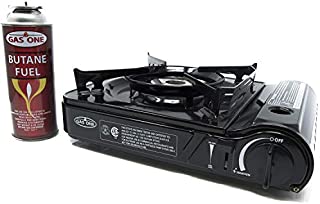 GAS ONE GS-3800DF Brass Head Burner with Dual Spiral Flame 11,000 BTU Portable Gas Stove with Heavy Duty Clear Carrying Case, CSA Listed , Black