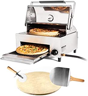 CAPT'N COOK OvenPlus Portable Gas Pizza Oven - Double Cooking Design For Crispy Crust and Well-cooked topping, No need to Spin, Outdoor baking and grilling, Cook with Ease, with Pizza Cutter and Peel