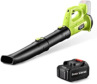 Cordless Leaf Blower Snow Sweeper - Zivnia 21V 4.0Ah Leaf Blower with Battery & Charger for Lawn Care, Powerful, 350 CFM 150 MPH 6-Speed Dial, Lightweight Battery Powered Blower, Low Noise, Green