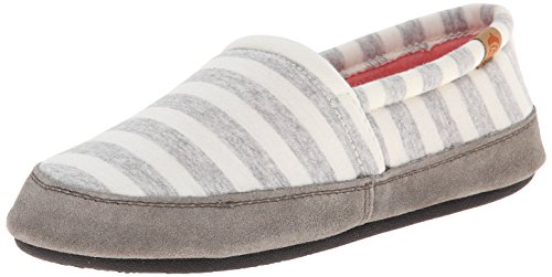 Acorn Women's Moc Slipper, White Stripe, 8-9