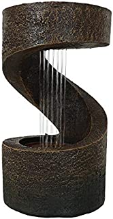 Sunnydaze 13-Inch Winding Showers Polyresin Tabletop Water Fountain with LED Light - Indoor Contemporary Waterfall Feature - Small Decorative Fountain for Home and Office