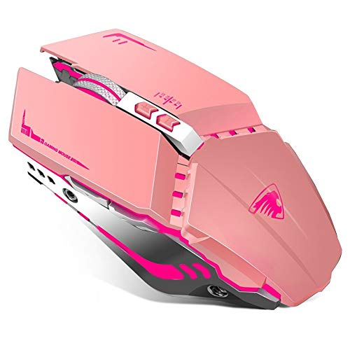 TENMOS T21 Bluetooth Mouse, 2.4G LED Dual Mode (Bluetooth 5.1+ USB) Bluetooth Wireless Mouse, Rechargeable Silent Computer Gaming Mice for Laptop, iPad, MacOS, PC, Windows, Android (Pink)