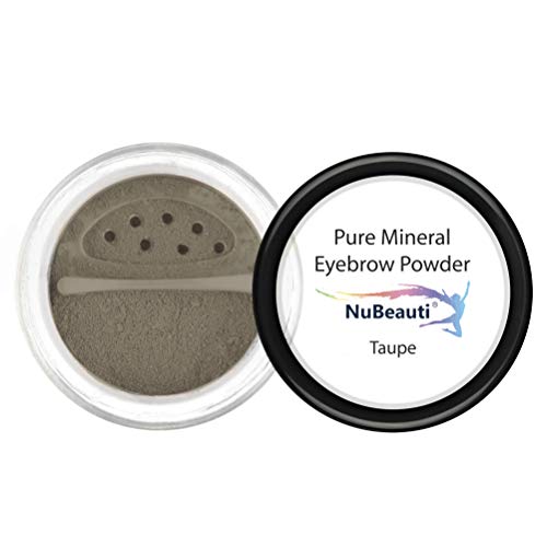 Mineral Eyebrow Powder by NuBeauti - Natural Brow Makeup Kit with Angled Contour Brush for Precision Sculpting to Color Eyebrows Precisely for Beautiful Perfect Brows (With Brush, Taupe)