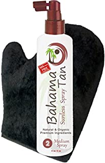 Organic Self Tanning Spray & Tanning Mitt with Thumb - Professional Salon Formula - Streak Free - Body & Face Sunless Tanner - for Fair, Medium, Dark & Sensitive Skin. Natural Spray Tan Kit Solution.