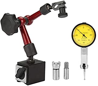 Dial Indicator, Flexible Strong Magnetic Stand Base Holder with Lever Dial Test Indicator Gauge Precision Scale and Installation Accessories