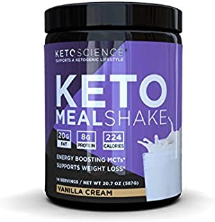 Keto Science Ketogenic Meal Shake Vanilla Dietary Supplement, Rich in MCTs and Protein, Paleo Friendly, Weight Loss, 14 servings, 20.7 oz Packaging May Vary