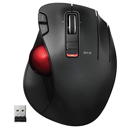 ELECOM 2.4GHz Wireless Thumb-Operated Trackball Mouse, 6-Button Function with Smooth Tracking, Precision Optical Gaming Sensor (M-XT3DRBK-G), Red, Red Ball