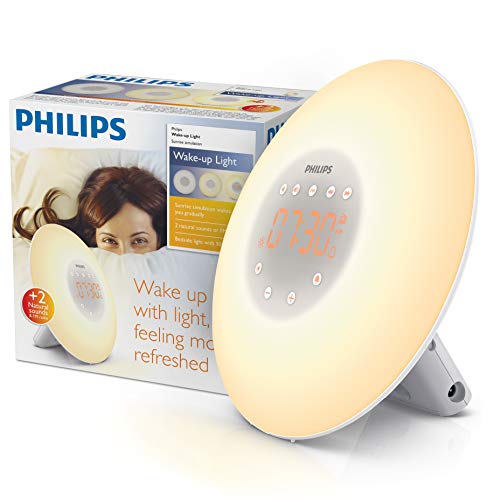 Philips Wake-up Light, Sunrise Simulation, 2 Natural Sounds, FM Radio & Bedside Lamp HF3505/60