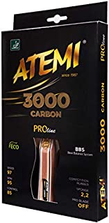 Atemi Pro Carbon 3000 Table Tennis Bat | Superior Control & Power |New 2020 ITTF Approved Rubber Recipe |Made from Natural, Non-Dyed Exotic Woods |All Levels |Updated Handles, Colours and Packaging