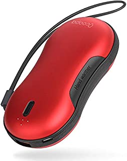 OCOOPA Hand Warmers Rechargeable, 10000mAh Battery Powered, 3 Levels Heating Electric Hand Warmer, USB Body Warmer Battery Powered Great for Camping, Hunting, Warm Gift, Black (Red)