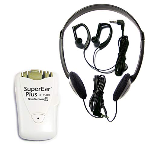 SuperEar Plus Sonic Ear Personal Sound Amplifier with Case, Headphones and Discreet Earbuds PSAP facilitates CMS MDS/ADA/ACA Section 1557 Auxiliary Aid Compliance