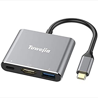 USB C to HDMI Multiport Adapter Tuwejia USB 3.1 Thumderbolt 3 to HDMI 4K HDMI Output USB 3.0 Port and USB-C Charging Port Compatible with MacBook/MacBook Pro/MacBook Air 2019/2018 iPad Pro 2018/19