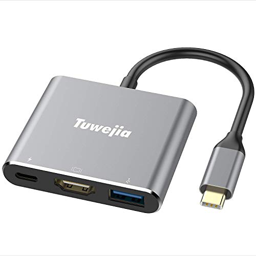 USB C to HDMI Multiport Adapter Tuwejia USB 3.1 Thumderbolt 3 to HDMI 4K HDMI Output USB 3.0 Port and USB-C Charging Port Compatible with MacBook/MacBook Pro/MacBook Air 2019/2018 iPad Pro 2018/19