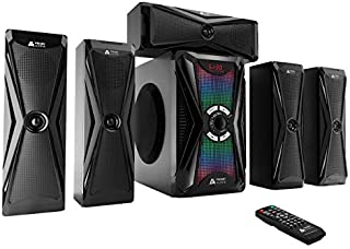 Frisby Audio 125 Watt Home Theater 5.1 Surround Sound Speaker System with Subwoofer, Bluetooth Wireless Streaming from Devices & Media Reader, RGB LED Pulse Lighting, Digital Optical Input  Black