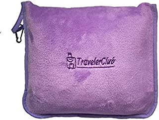 TravelerClub Travel Blanket Airplane Compact-Airline Lightweight Blanket-Plane Packable Travel Blanket and Pillow Set-Portable Hiking Blanket-Car Blankets and Throws-Camping/Backpacking/Office