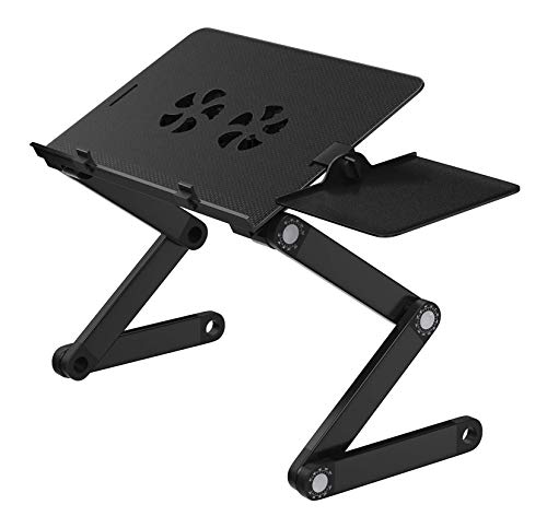 HUANUO Adjustable Laptop Stand, Portable Laptop Table Stand with 2 CPU Cooling Fans,Detachable Mouse Pad, Ergonomic Lap Desk TV Bed Tray Standing Desk