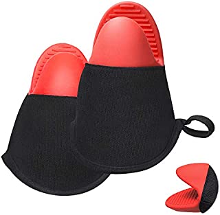 Silicone Oven Mitts, Doormoon Non-Slip and Heat-Resistant Oven Gloves Pinch Potholders for Kitchen BBQ,Grilling,Baking