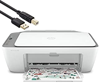 HP DeskJet Color Inkjet All-in-One Printer, White - Print, Scan and Copy for Home or Office - Dual-Band Wi-Fi, Bluetooth - BROAGE 4 Feet USB Printer Cable