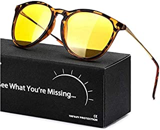 TJUTR Women's Night-Vision Glasses for Driving, HD Polarized Yellow Lens Reduce Glare Safety Nighttime UV Protection (C - Yellow Tortoise/Yellow Night-Vision Glasses)