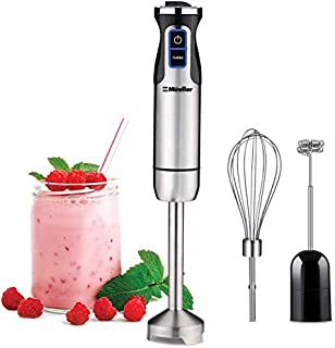 Mueller Austria Ultra-Stick 500 Watt 9-Speed Immersion Multi-Purpose Hand Blender Heavy Duty Copper Motor Brushed 304 Stainless Steel With Whisk, Milk Frother Attachments