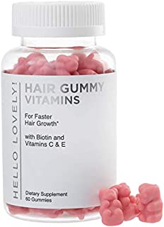 Angel Bear Hair Vitamins Gummies with Biotin 5000 mcg Vitamin E & C Support Hair Growth, Premium Vegetarian, Non-GMO, for Stronger, Beautiful Hair & Nails, Red Berry Supplement - 60 Gummies