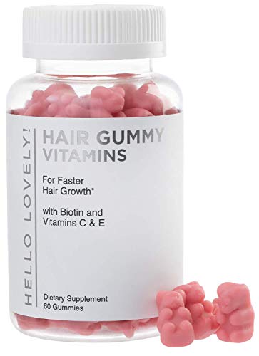 Angel Bear Hair Vitamins Gummies with Biotin 5000 mcg Vitamin E & C Support Hair Growth, Premium Vegetarian, Non-GMO, for Stronger, Beautiful Hair & Nails, Red Berry Supplement - 60 Gummies