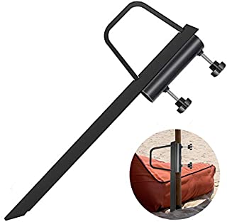 Beach Umbrella Sand Anchor, Outdoor Umbrella Base Stand Heavy Duty Metal for Sand/Grass Pole Holder Anchor Stake Black