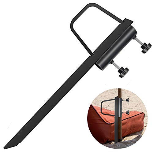 Beach Umbrella Sand Anchor, Outdoor Umbrella Base Stand Heavy Duty Metal for Sand/Grass Pole Holder Anchor Stake Black