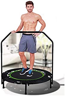 Tomasar Foldable Mini Trampoline Rebounder, Max Load 300lbs Rebounder Trampoline Exercise Trampoline with Adjustable Handrail for Indoor/Garden/Workout Cardio