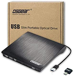 OSGEAR USB 3.0 Type C Slim External 3D 6X Blu-Ray BD CD DVD RW ROM 50GB 100GB Disc Writer Burner Drive Windows MAC Laptop Desktop PC Tray Loading Portable Enclosure Housing Box Copy Duplicate