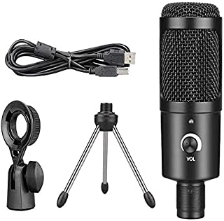 AMOYEE Microphone USB Condenser Mic with Tripod Stand & Pop Filter Set, PC Computer Plug & Play Gaming Mic for Vocal Recording, Podcasting, Streaming