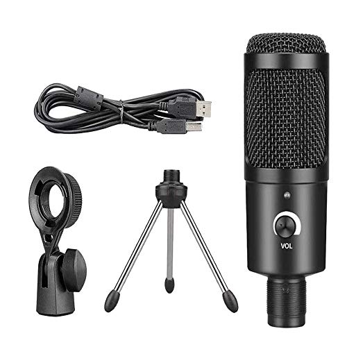 AMOYEE Microphone USB Condenser Mic with Tripod Stand & Pop Filter Set, PC Computer Plug & Play Gaming Mic for Vocal Recording, Podcasting, Streaming